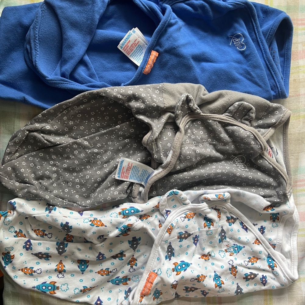 SwaddleMe Blue and Gray Sleep Sacks Cozy Pajamas 3 pack